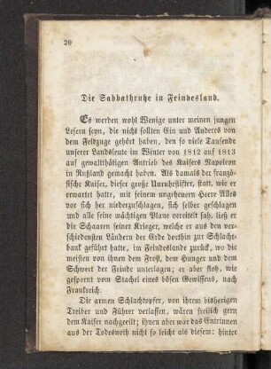 Die Sabbathruhe im Feindesland.