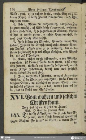 XVI. Vom wahren und falschen Christenthum