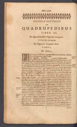 Liber III. De Quadrupedibus Digitatis viviparis.