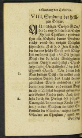 VIII. Sendung des heiligen Geistes.