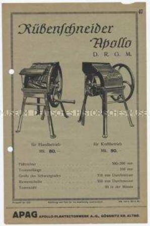 Rübenschneider Apollo / Prospekt Nr. 318