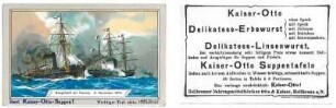 Sammelbild mit Werbeeindruck für Kaiser-Otto-Suppen (Motiv Seegefecht)
