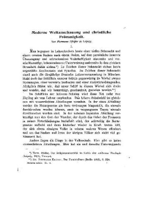 Moderne Weltanschauung und christliche Frömmigkeit