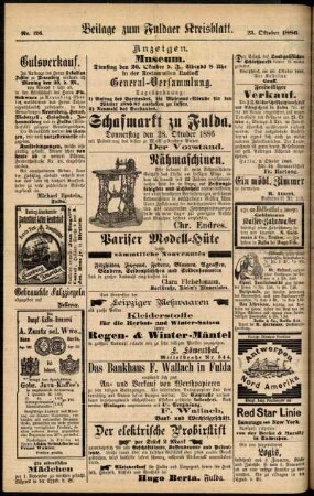 Zweite Ausgabe vom Samstag, den 23. Oktober 1886.