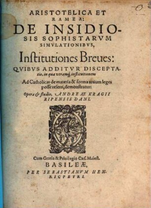 Aristotelica et Ramea