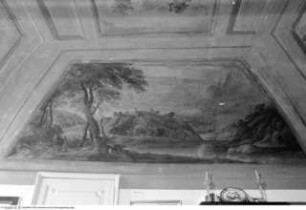 Landschaftenmit Genreszenen, rückwärtiges Bildfeld: Landschaft mit Jägern