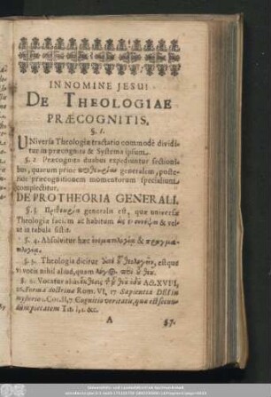 De Protheoria Generali.