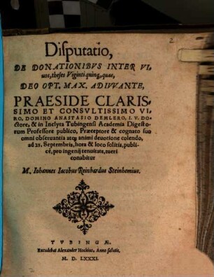 Disp. de donationibus inter vivos Theses XXV