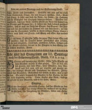 Rede über das Evangelium am III. Sonntage nach der Erscheinung Christi