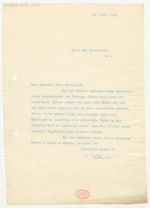 Brief an Max Weinschenk : 22.06.1910
