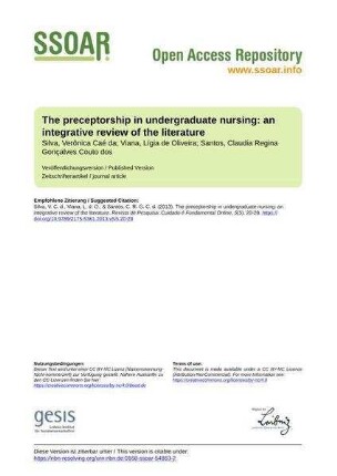 The preceptorship in undergraduate nursing: an integrative review of the literature