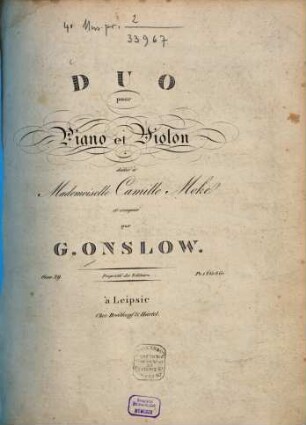 Duo pour piano et violon : oeuv. 29