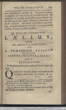 M. Tullii Ciceronis Laelius Sive De Amicitia Dialogus Ad T. Pomponium Atticum