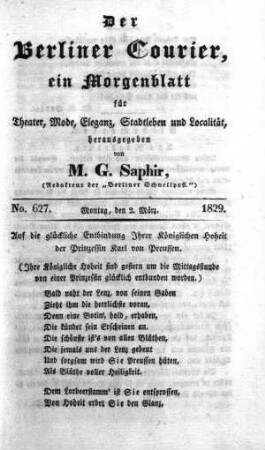 No. 627., Montag, den 2. März 1829