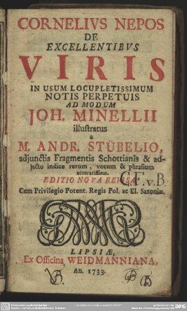 Cornelius Nepos De excellentibus viris