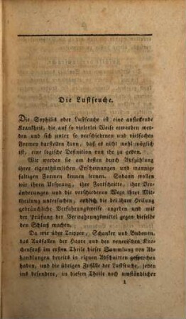 Uiber die Lustseuche, ihre Zufälle und Heilmittel