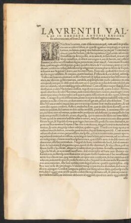 Laurentii Vallae In Errores Antonii Raudensis adnotationes, ad Ioan. Lucinam Alfonsi regis Secretarium.
