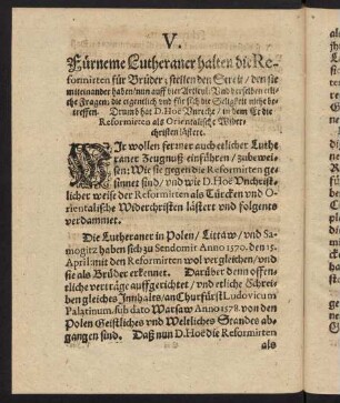 H3v-K5r, V. Fürneme Lutheraner halten die Reformirten für Brüder