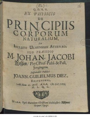 Ex Physicis De Principiis Corporum Naturalium
