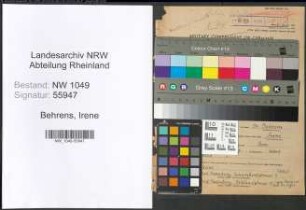 Entnazifizierung Irene Behrens , geb. 26.07.1899 (Studienassessorin)