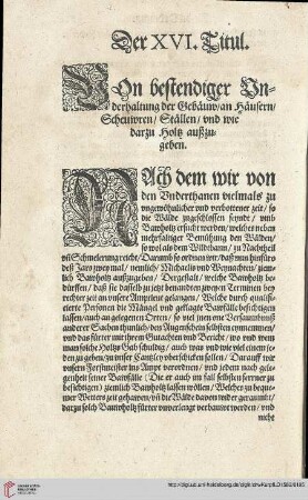 Titul XVI Von heftendiger Underhaltung der Gebäuw
