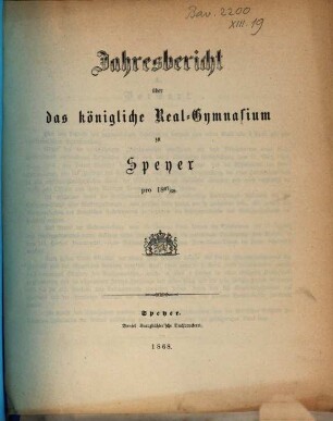 Jahresbericht über das Königlich-Bayerische Realgymnasium : für ... 1867/68