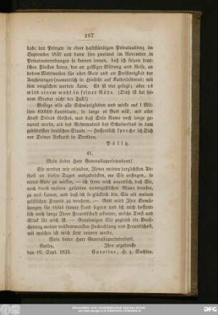 41. [Von der Herzogin Caroline v. Sachs.-Gotha-Altenburg]