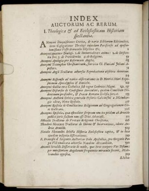 Index Auctorum Ac Rerum.