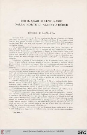 31: Per il quarto centenario dalla morte di Alberto Dürer