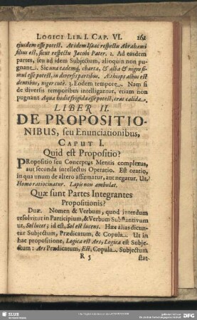 Liber II. De Propositionibus, seu Enunciationibus