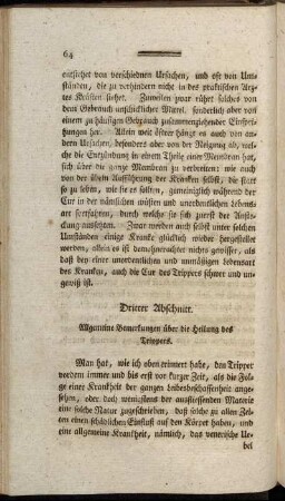 Dritter Abschnitt. Allgemeine Bemerkungen über die Heilung des Trippers.