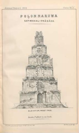 Plate VII 'D'. Polonnaruwa. Sat-Mahal-Prâsâda. Elevation, West face