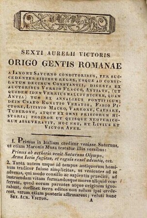 Sexti Aurelii Victoris Historia Romana : ad optimorum librorum fidem accurate edita