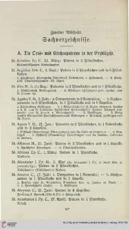 A. Die Orts- und Kirchenpatrone in der Erzdiözese