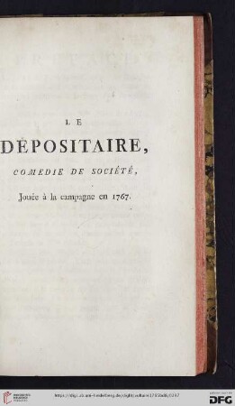 Le depositaire, comedie de société