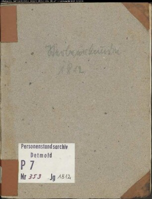 Zivilstandsregister der Munizipalität Marl (Todesfälle 1812, 1. Band). (Gemeinde: Marl, Kreis Recklinghausen)