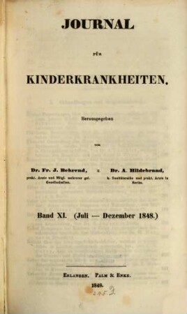 Journal für Kinderkrankheiten. 11. 1848