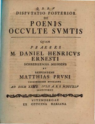 Disp. posterior de poenis occulte sumtis