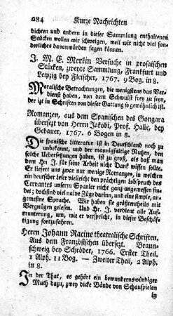 Versuche in prosaischen Stücken.