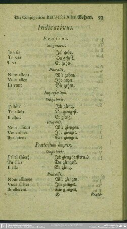 Die Conjugation des Verbi Aller, gehen