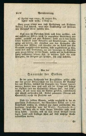 XLIV-XLVI, Von der Quantität der Sylben