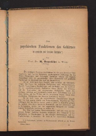 Die psychischen Funktionen des Gehirnes im gesunden und kranken Zustande