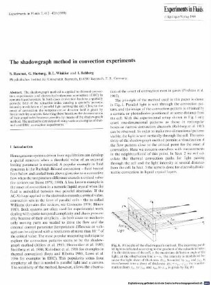 The shadowgraph method in convection experiments