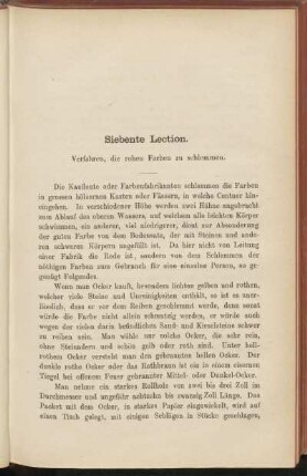 Siebente Lection. Verfahren, die rohen Farben zu schlemmen.