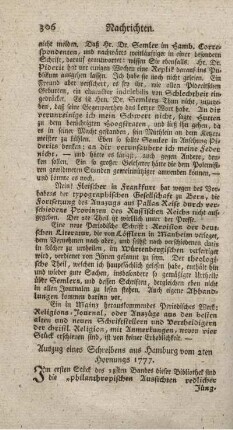 Auszug eines Schreibens aus Hamburg vom 2ten Hornungs 1777.