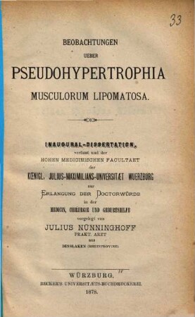 Beobachtungen ueber Pseudohypertrophia musculorum lipomatosa