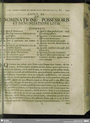 Caput XI. De Nominatione Possessoris Et Denunciatione Litis