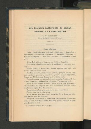 Les essences foresieres du Soudan propres a la construction