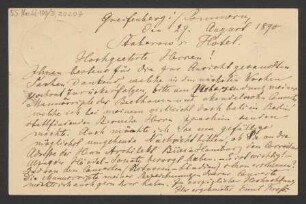 Brief an B. Schott's Söhne : 29.08.1890
