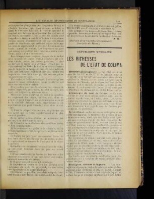 Les Richesses de l'Etat de Colima